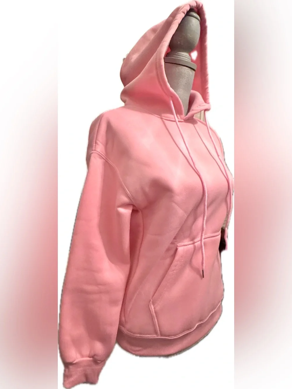 Women's Pink Hooded Pullover Sweatshirt with front pocket New!